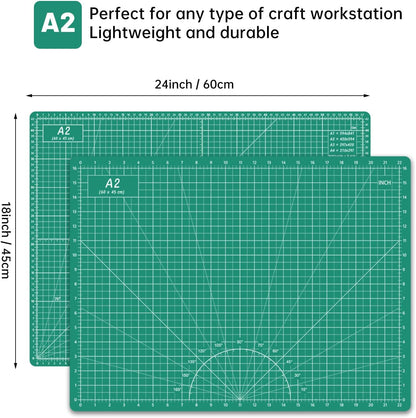 18"x12" Thickened Self Healing Cutting Mat, A3 Rotary Cutting Sewing Mat for Crafts, Double Sided 5-Ply Table Cutting Board for Fabric Quilting Art Hobby Project, Pink/Purple
