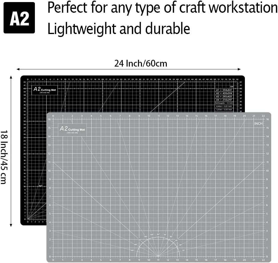 18"x12" Thickened Self Healing Cutting Mat, A3 Rotary Cutting Sewing Mat for Crafts, Double Sided 5-Ply Table Cutting Board for Fabric Quilting Art Hobby Project, Pink/Purple