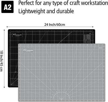 18"x12" Thickened Self Healing Cutting Mat, A3 Rotary Cutting Sewing Mat for Crafts, Double Sided 5-Ply Table Cutting Board for Fabric Quilting Art Hobby Project, Pink/Purple