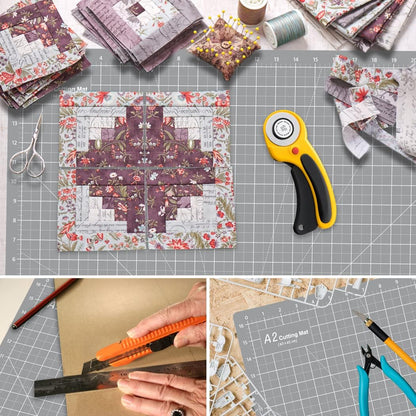 18"x12" Thickened Self Healing Cutting Mat, A3 Rotary Cutting Sewing Mat for Crafts, Double Sided 5-Ply Table Cutting Board for Fabric Quilting Art Hobby Project, Pink/Purple