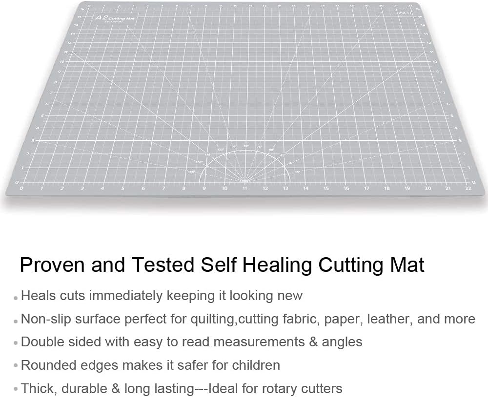 18"x12" Thickened Self Healing Cutting Mat, A3 Rotary Cutting Sewing Mat for Crafts, Double Sided 5-Ply Table Cutting Board for Fabric Quilting Art Hobby Project, Pink/Purple