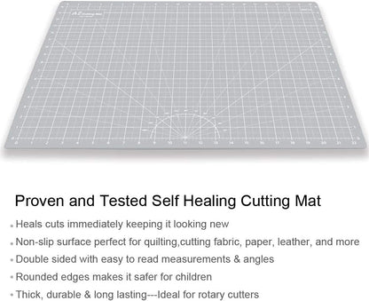 18"x12" Thickened Self Healing Cutting Mat, A3 Rotary Cutting Sewing Mat for Crafts, Double Sided 5-Ply Table Cutting Board for Fabric Quilting Art Hobby Project, Pink/Purple