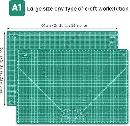 18"x12" Thickened Self Healing Cutting Mat, A3 Rotary Cutting Sewing Mat for Crafts, Double Sided 5-Ply Table Cutting Board for Fabric Quilting Art Hobby Project, Pink/Purple