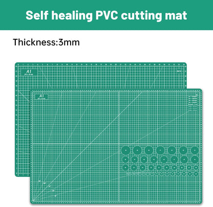 18"x12" Thickened Self Healing Cutting Mat, A3 Rotary Cutting Sewing Mat for Crafts, Double Sided 5-Ply Table Cutting Board for Fabric Quilting Art Hobby Project, Pink/Purple