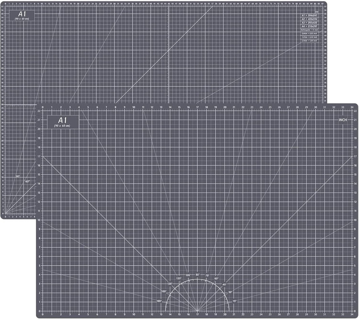 18"x12" Thickened Self Healing Cutting Mat, A3 Rotary Cutting Sewing Mat for Crafts, Double Sided 5-Ply Table Cutting Board for Fabric Quilting Art Hobby Project, Pink/Purple
