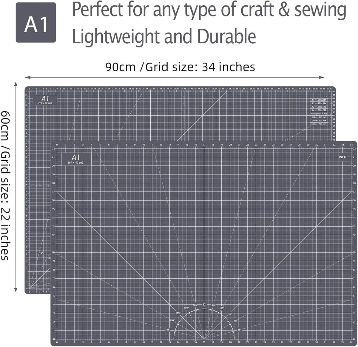 18"x12" Thickened Self Healing Cutting Mat, A3 Rotary Cutting Sewing Mat for Crafts, Double Sided 5-Ply Table Cutting Board for Fabric Quilting Art Hobby Project, Pink/Purple