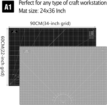 18"x12" Thickened Self Healing Cutting Mat, A3 Rotary Cutting Sewing Mat for Crafts, Double Sided 5-Ply Table Cutting Board for Fabric Quilting Art Hobby Project, Pink/Purple