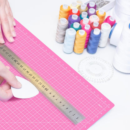 18"x12" Thickened Self Healing Cutting Mat, A3 Rotary Cutting Sewing Mat for Crafts, Double Sided 5-Ply Table Cutting Board for Fabric Quilting Art Hobby Project, Pink/Purple