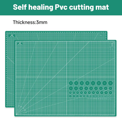 18"x12" Thickened Self Healing Cutting Mat, A3 Rotary Cutting Sewing Mat for Crafts, Double Sided 5-Ply Table Cutting Board for Fabric Quilting Art Hobby Project, Pink/Purple