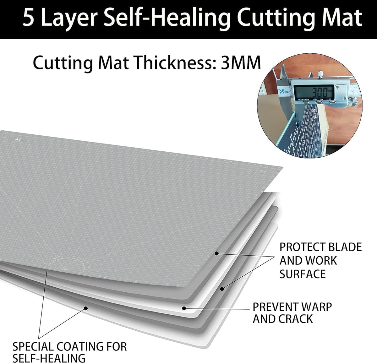 18"x12" Thickened Self Healing Cutting Mat, A3 Rotary Cutting Sewing Mat for Crafts, Double Sided 5-Ply Table Cutting Board for Fabric Quilting Art Hobby Project, Pink/Purple