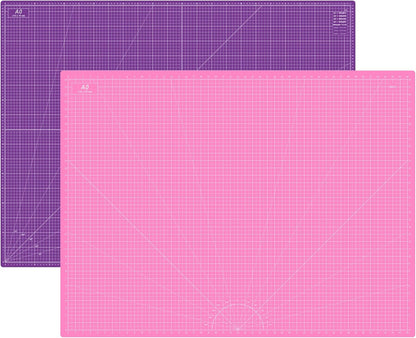 18"x12" Thickened Self Healing Cutting Mat, A3 Rotary Cutting Sewing Mat for Crafts, Double Sided 5-Ply Table Cutting Board for Fabric Quilting Art Hobby Project, Pink/Purple
