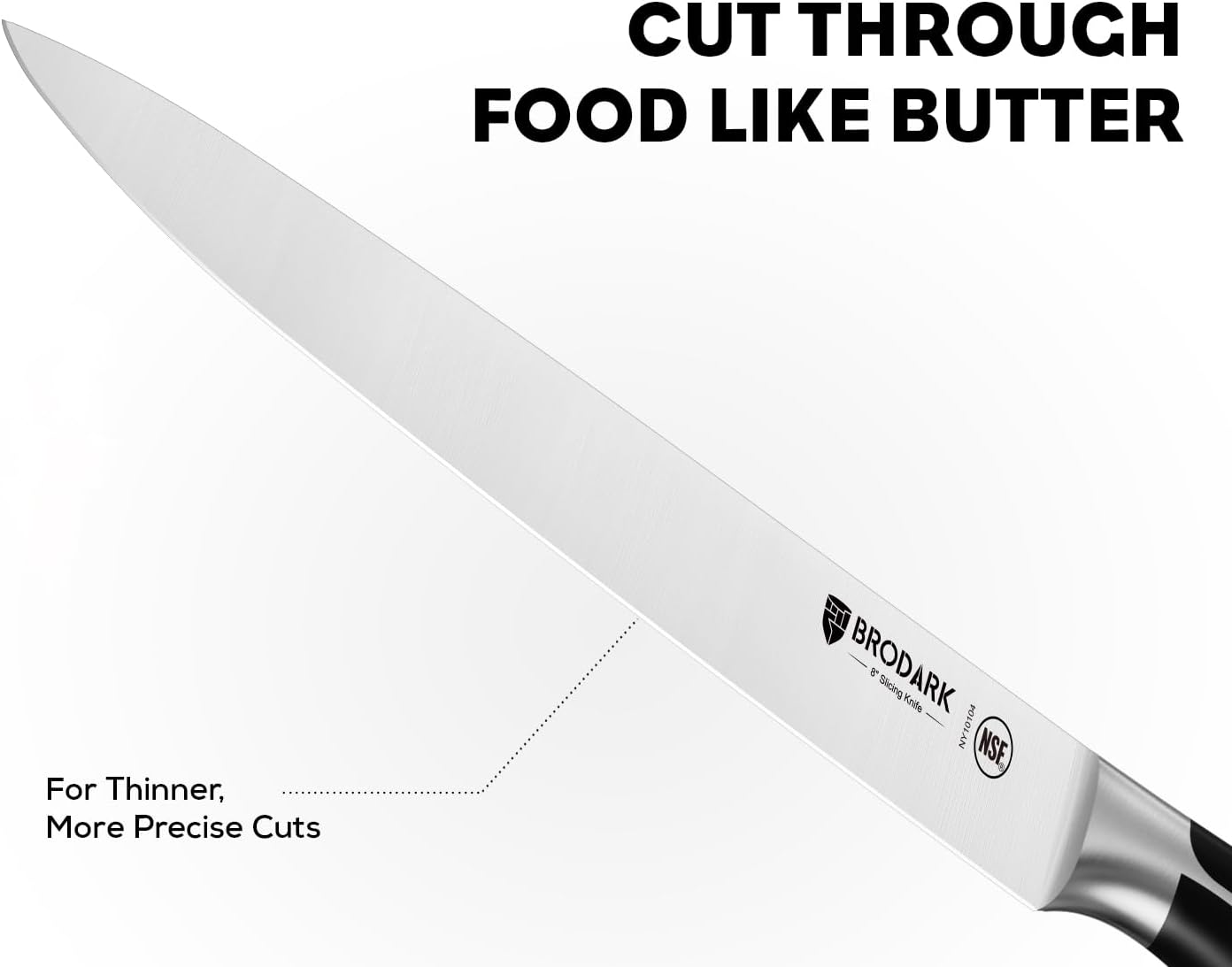 German Stainless Steel Carving Set: 8" Slicing Knife & Fork for Meat, Turkey, BBQ - Full Tang Ergonomic Handle Brisket Knife with Gift Box