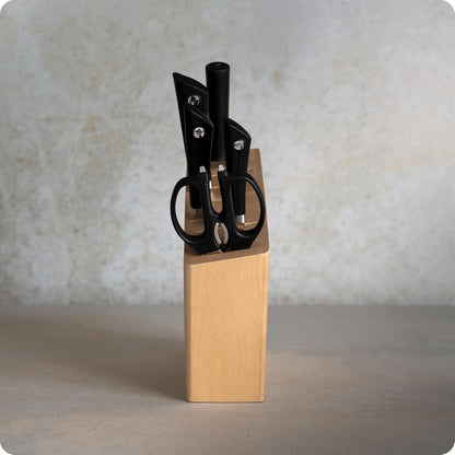 Sora 8 Piece Block Set, Includes 8" Chef's, 3.5" Paring, 6.5" Utility, 6" Nakiri Knife & More, Handcrafted Japanese Knife Set, VG10 Core and 420J Stainless Steel Upper Blades, Balanced Handles