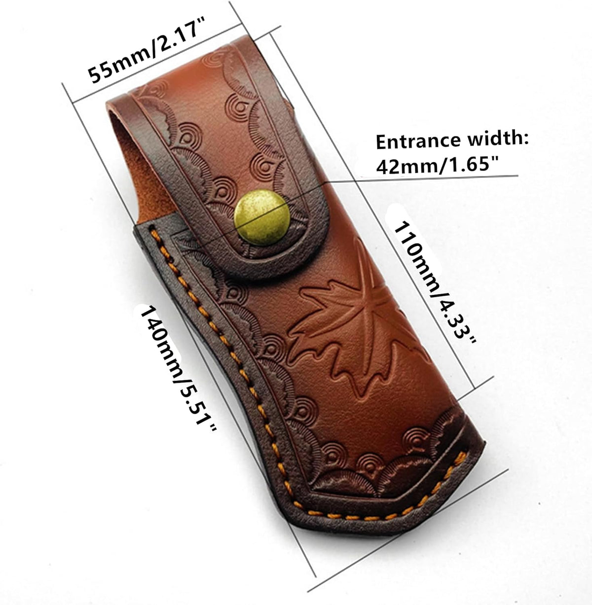 Leather Knife Sheath,Carry Snap Case for Pocket Folding Knife Waist Pouch EDC Holster Belt Loop Brown Outdoor Hunting Camping Gift 4.33" Durability