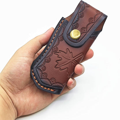 Leather Knife Sheath,Carry Snap Case for Pocket Folding Knife Waist Pouch EDC Holster Belt Loop Brown Outdoor Hunting Camping Gift 4.33" Durability