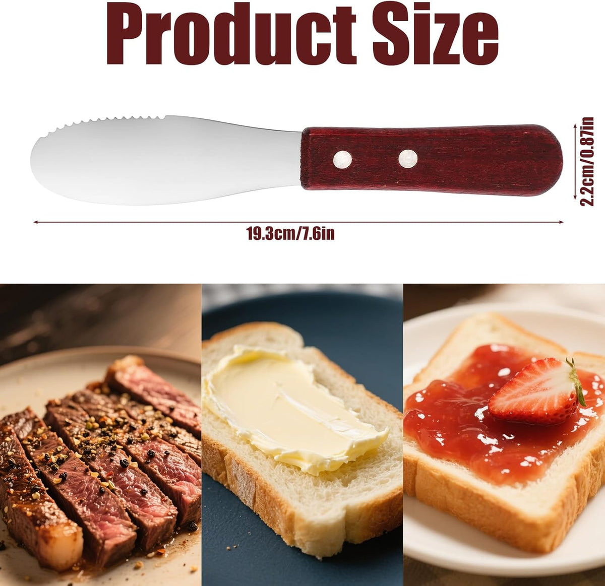 2pcs Butter Knife Spreader Set, Stainless Steel Cheese Spreader Knife with Wood Handle for Sandwiches Cream Cheese & Condiments Kitchen Tools & Cooking Utensils