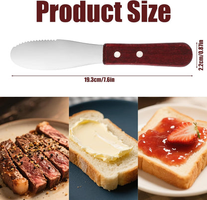 2pcs Butter Knife Spreader Set, Stainless Steel Cheese Spreader Knife with Wood Handle for Sandwiches Cream Cheese & Condiments Kitchen Tools & Cooking Utensils