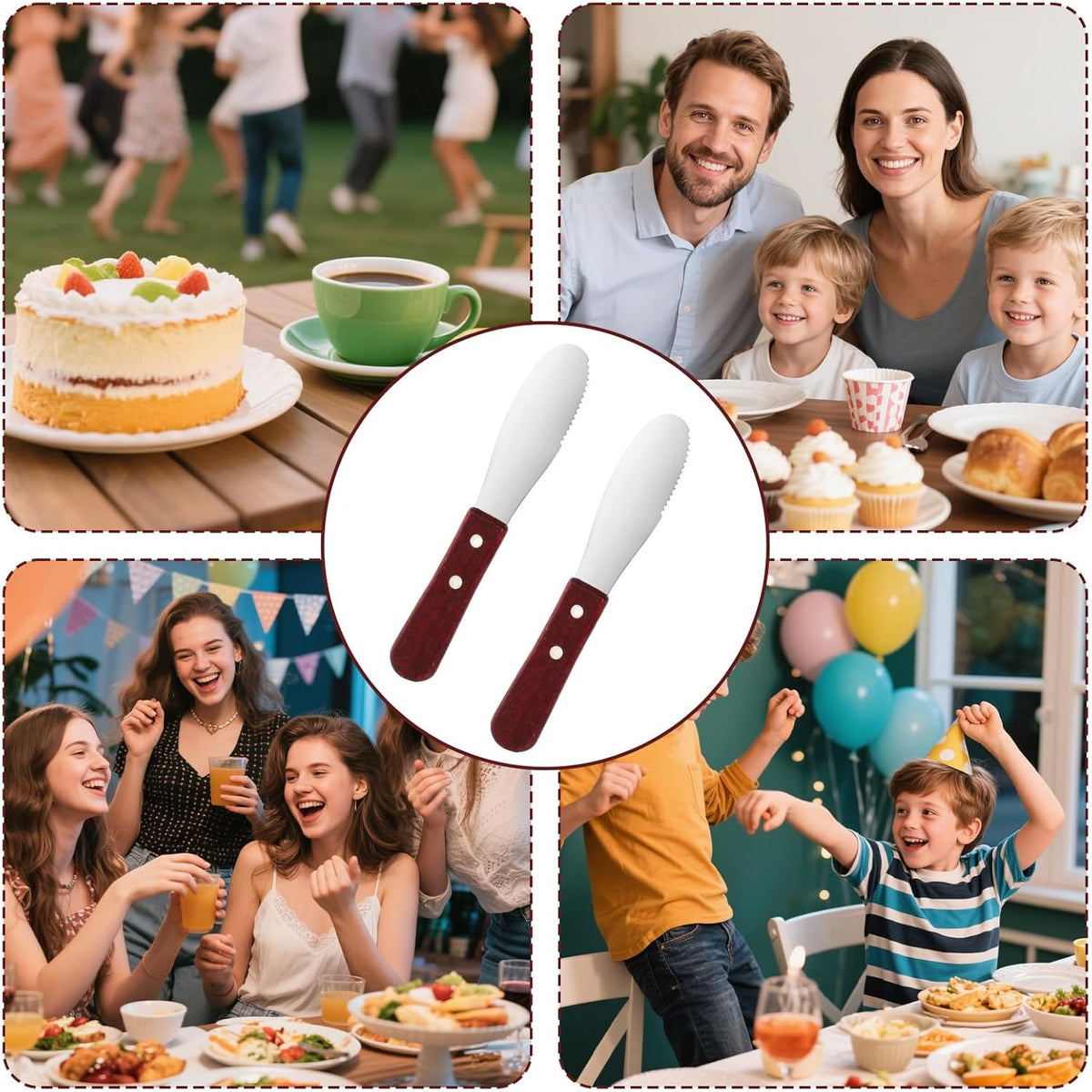 2pcs Butter Knife Spreader Set, Stainless Steel Cheese Spreader Knife with Wood Handle for Sandwiches Cream Cheese & Condiments Kitchen Tools & Cooking Utensils