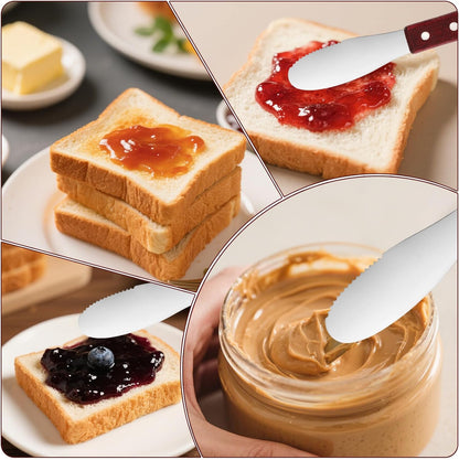 2pcs Butter Knife Spreader Set, Stainless Steel Cheese Spreader Knife with Wood Handle for Sandwiches Cream Cheese & Condiments Kitchen Tools & Cooking Utensils