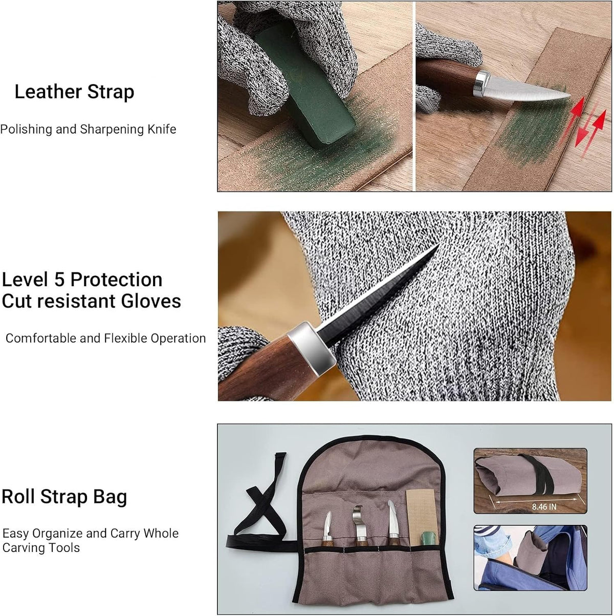 Cor cordium Wood Whittling Kit with Basswood Blocks Sets for Adults and Beginners,Carving Set Includes 3pcs Widdling Knife & 8pcs Blocks & Gloves,Gifts for Christmas,Fathers Day,Mothers Day