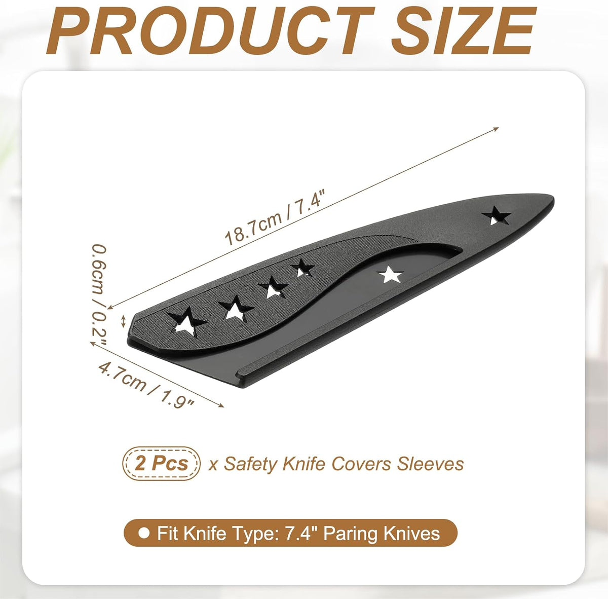 2Pcs Safety Knife Covers Sleeves, Universal PP Knife Sheaths Edge Guards Blade Protector Covers for 7.4" Boning Knives Portable for Kitchen Camping Picnics Accessories, Black