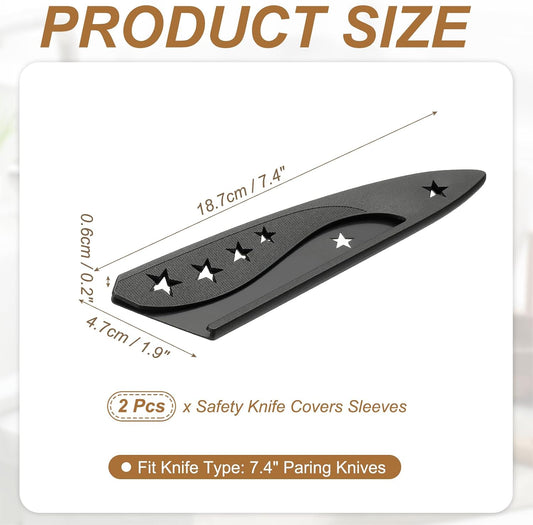 2Pcs Safety Knife Covers Sleeves, Universal PP Knife Sheaths Edge Guards Blade Protector Covers for 7.4" Boning Knives Portable for Kitchen Camping Picnics Accessories, Black