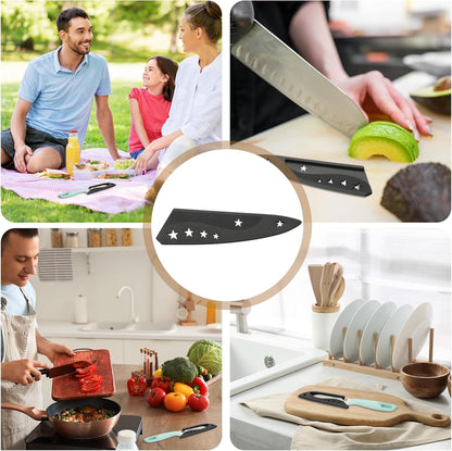 2Pcs Safety Knife Covers Sleeves, Universal PP Knife Sheaths Edge Guards Blade Protector Covers for 7.4" Boning Knives Portable for Kitchen Camping Picnics Accessories, Black