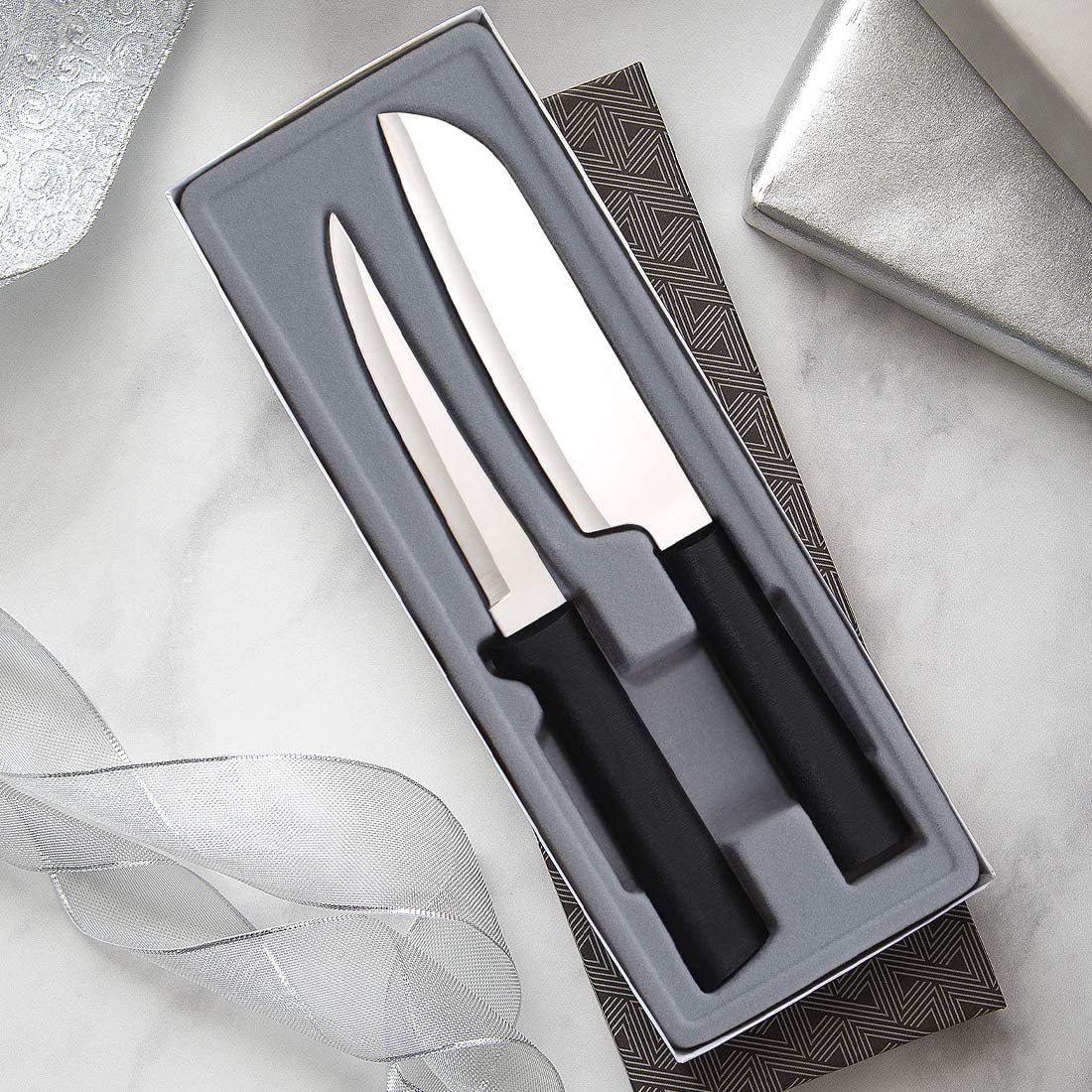 Cook’s Select Knife Gift Set (S53), Silver Handle | 2-Piece Knife Set , Stainless Steel Blade, Silver Cast Aluminum Handle