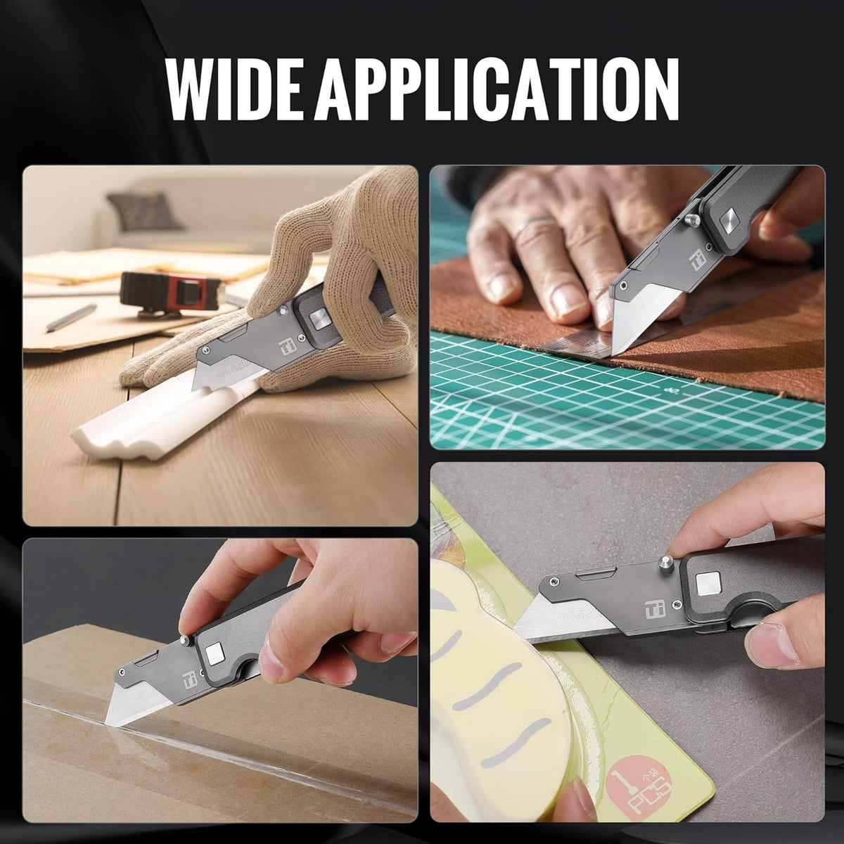 Premium Titanium Utility Knife, CNC Unibody, Lightweight Aluminium Handle Folding Box Cutter, Quick Change Blade Razor Knife,Ideal Gifts for Men Women, with 10 Extra Blades