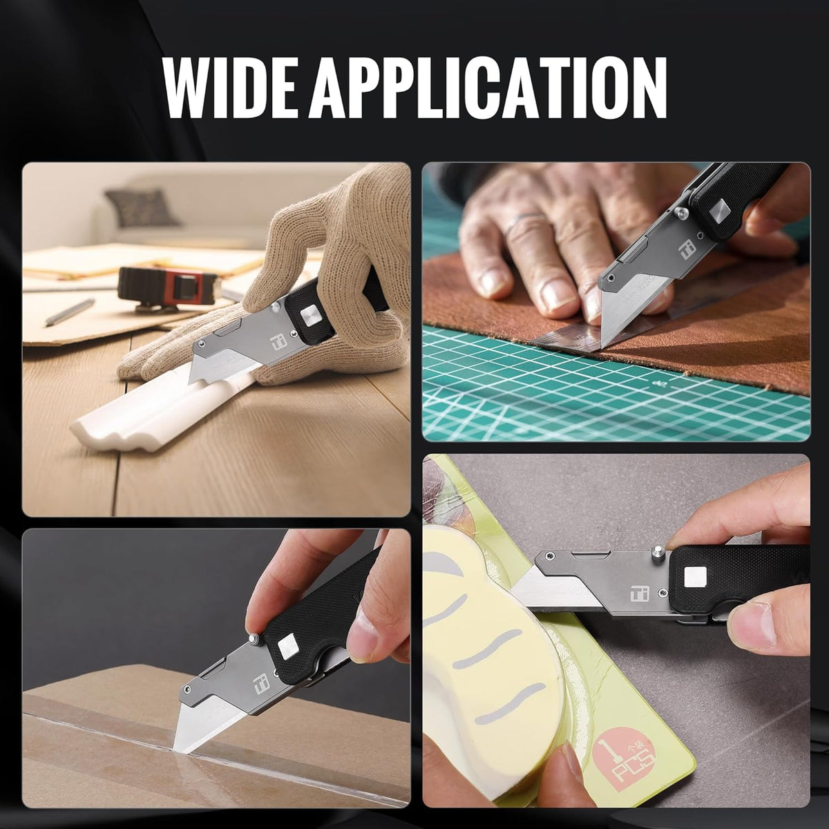 Premium Titanium Utility Knife, CNC Unibody, Lightweight Aluminium Handle Folding Box Cutter, Quick Change Blade Razor Knife,Ideal Gifts for Men Women, with 10 Extra Blades