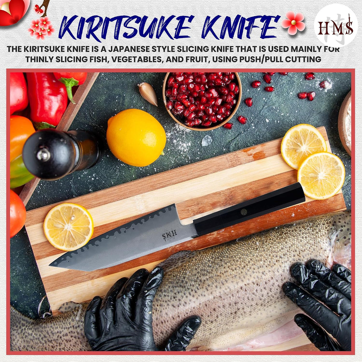 7-Inch Kiritsuke Chef Knife, Japanese HAP40 Triple-Layer Steel Kitchen Knife for Slicing and Chopping, Precision Kiritsuke Japanese Knife with Ergonomic Handle