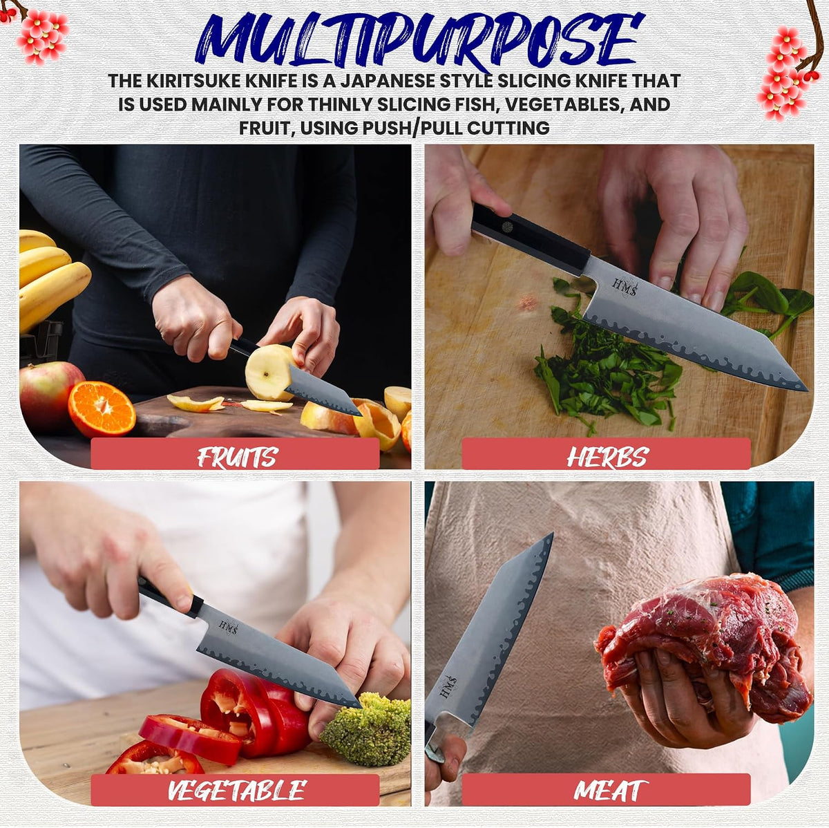 7-Inch Kiritsuke Chef Knife, Japanese HAP40 Triple-Layer Steel Kitchen Knife for Slicing and Chopping, Precision Kiritsuke Japanese Knife with Ergonomic Handle