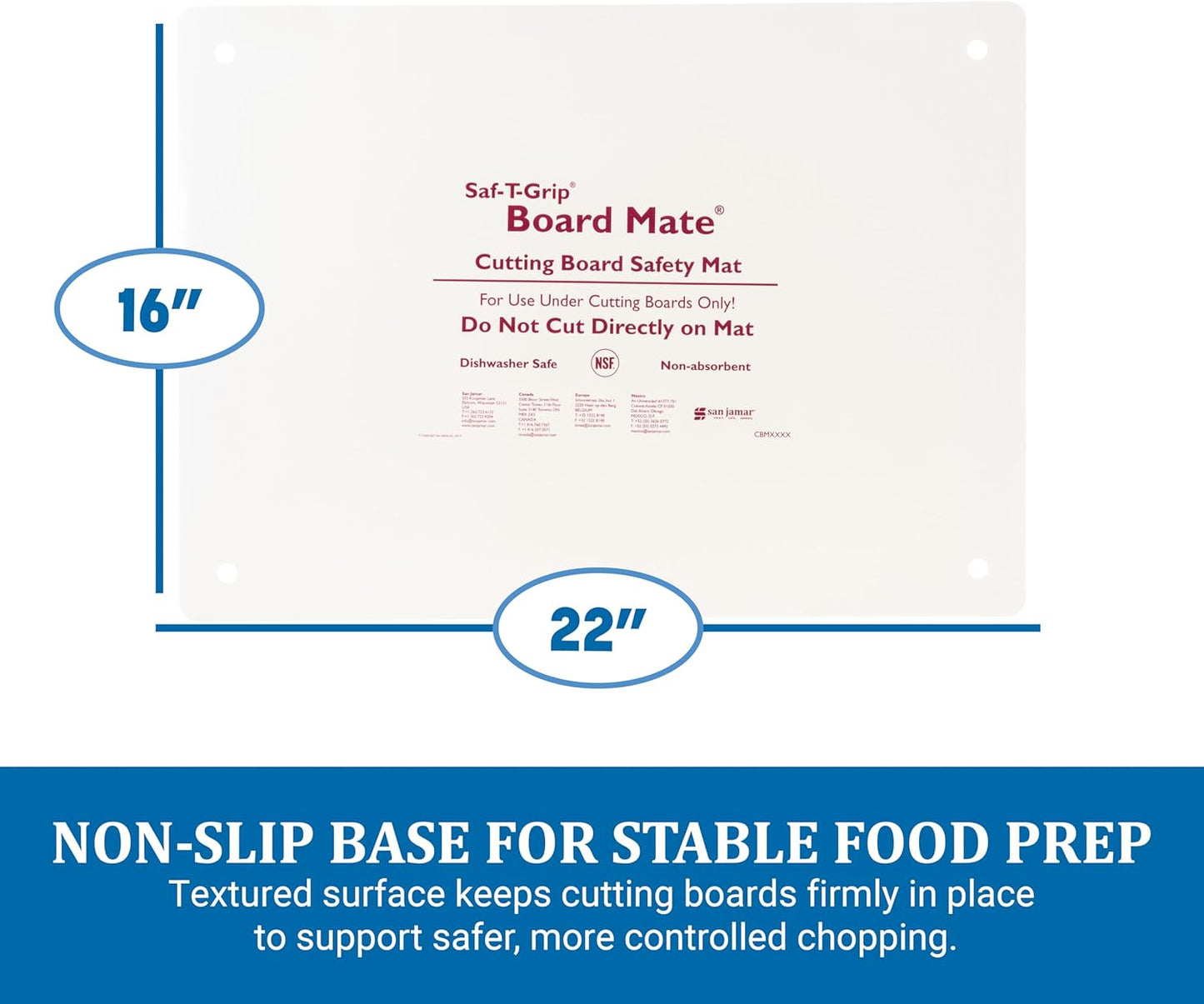 CBM1016 Saf-T-Grip Board-Mate Nonslip Cutting Board Mat, 16" Width x 10" Height (Pack of 1)