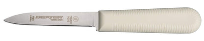 S104SC-3RWC Sani-Safe 15423 Paring Knife Set, 3-1/4" Scalloped Edge DEXSTEEL High Carbon Stain-Free Steel Blade, Non-Slip Red, White and Blue Polypropylene Handles, 3 Pack, Made in USA
