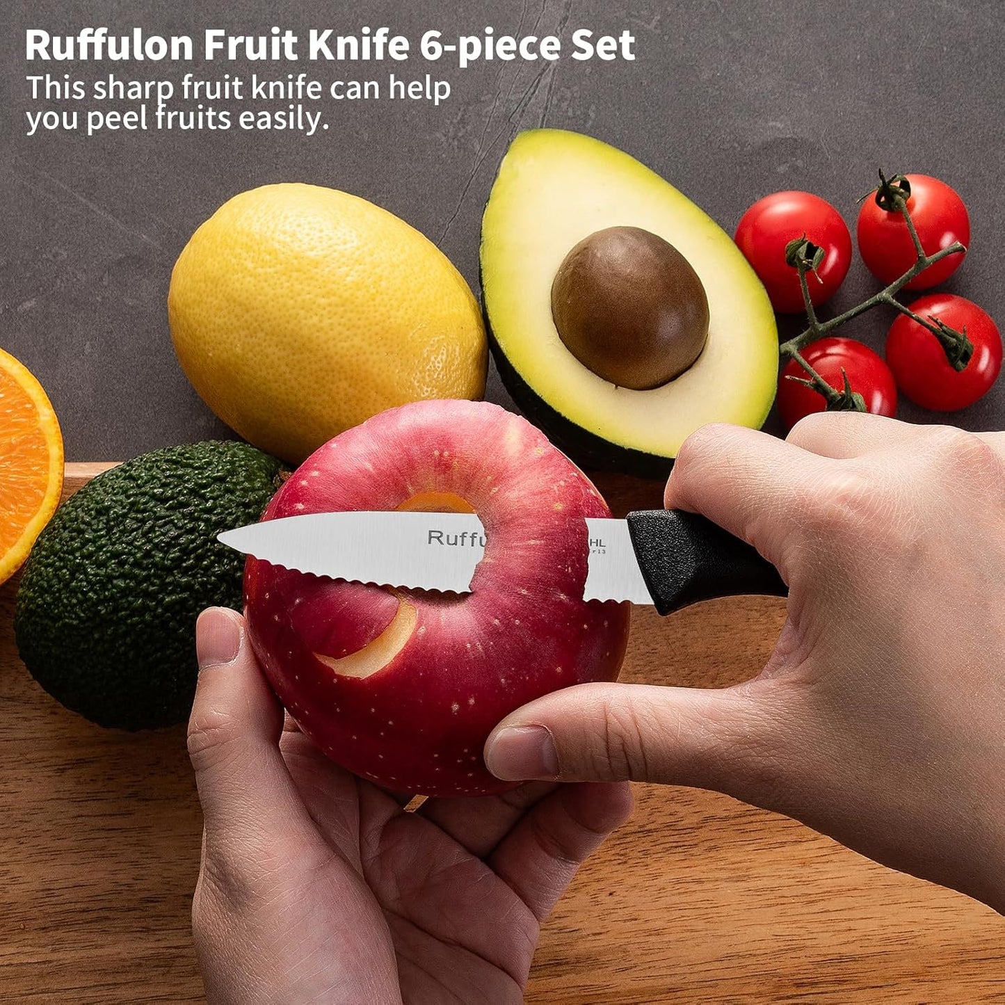 Stainless Steel Paring Knife With Serrated Blade, 6 Pieces Set Vegetable and Fruit Knife, Ultra Sharp Small Kitchen Knife, Black Paring Knives with PP Plastic Ergonomic Handle.