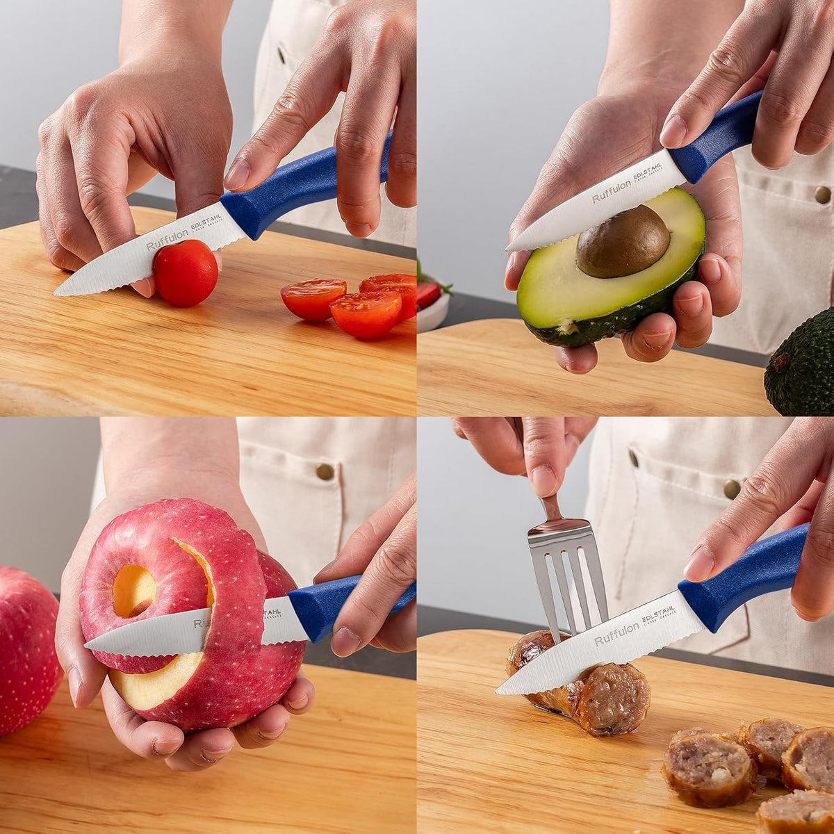 Stainless Steel Paring Knife With Serrated Blade, 6 Pieces Set Vegetable and Fruit Knife, Ultra Sharp Small Kitchen Knife, Black Paring Knives with PP Plastic Ergonomic Handle.
