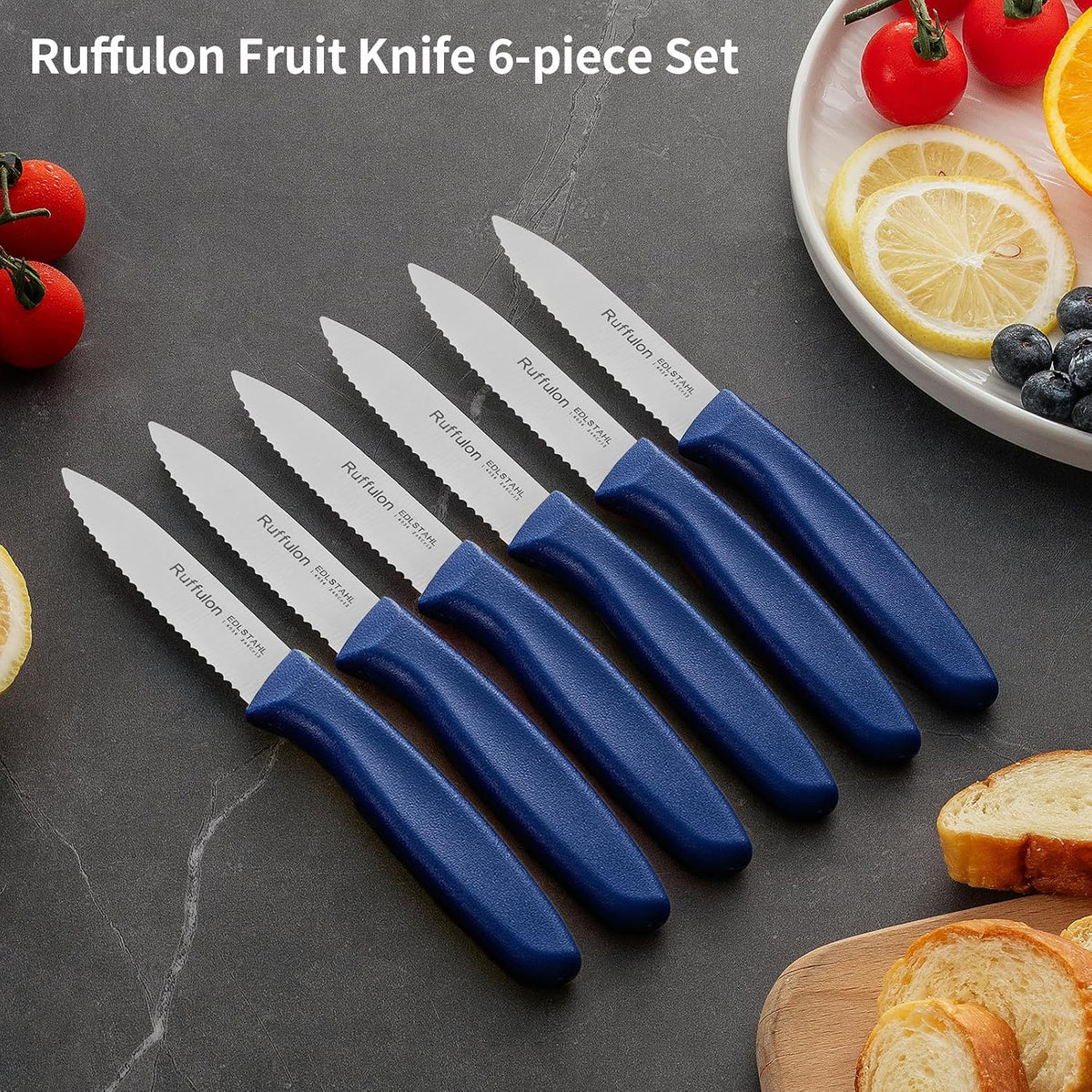 Stainless Steel Paring Knife With Serrated Blade, 6 Pieces Set Vegetable and Fruit Knife, Ultra Sharp Small Kitchen Knife, Black Paring Knives with PP Plastic Ergonomic Handle.