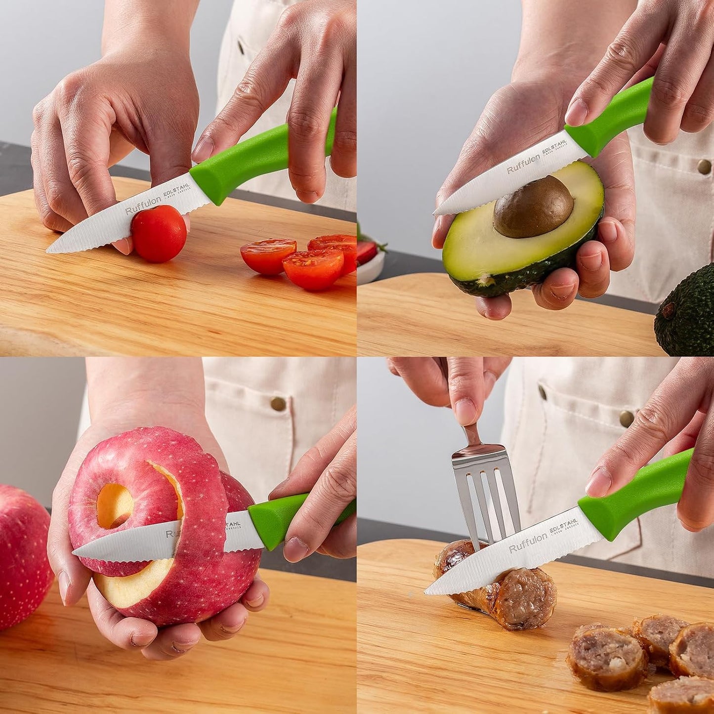 Stainless Steel Paring Knife With Serrated Blade, 6 Pieces Set Vegetable and Fruit Knife, Ultra Sharp Small Kitchen Knife, Black Paring Knives with PP Plastic Ergonomic Handle.