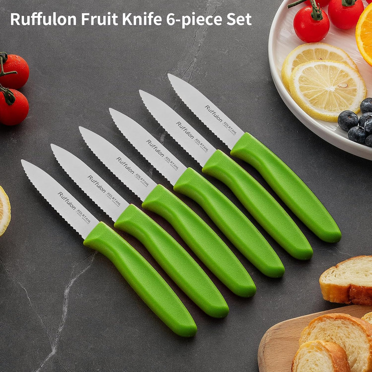 Stainless Steel Paring Knife With Serrated Blade, 6 Pieces Set Vegetable and Fruit Knife, Ultra Sharp Small Kitchen Knife, Black Paring Knives with PP Plastic Ergonomic Handle.