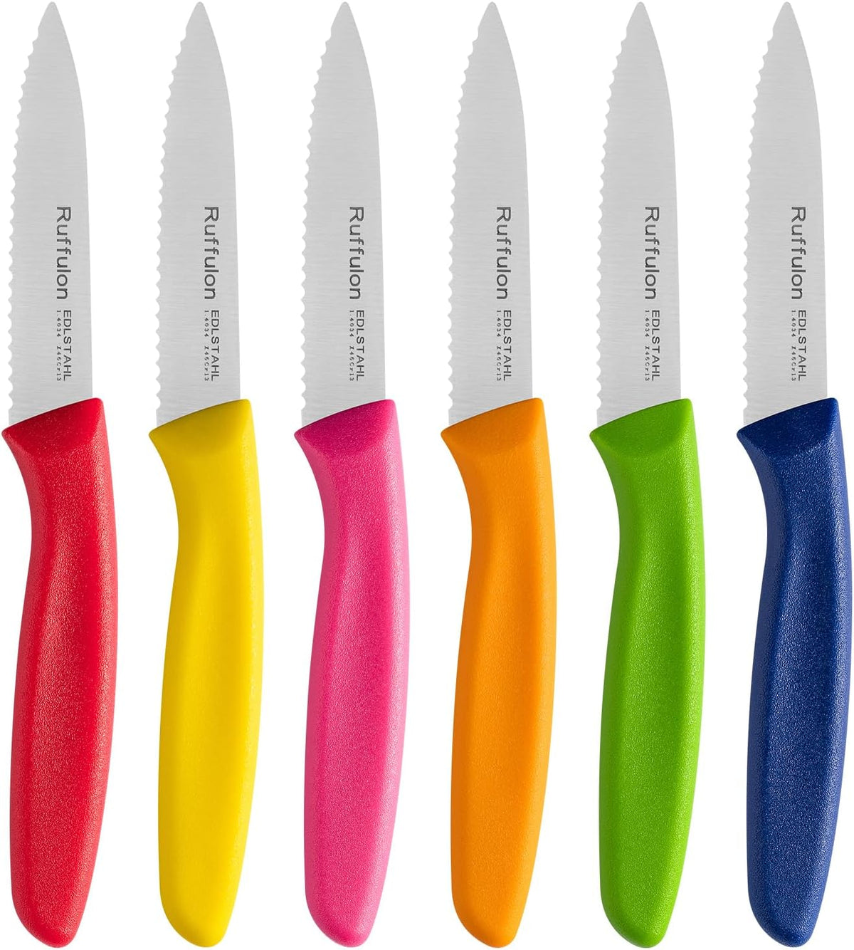 Stainless Steel Paring Knife With Serrated Blade, 6 Pieces Set Vegetable and Fruit Knife, Ultra Sharp Small Kitchen Knife, Black Paring Knives with PP Plastic Ergonomic Handle.