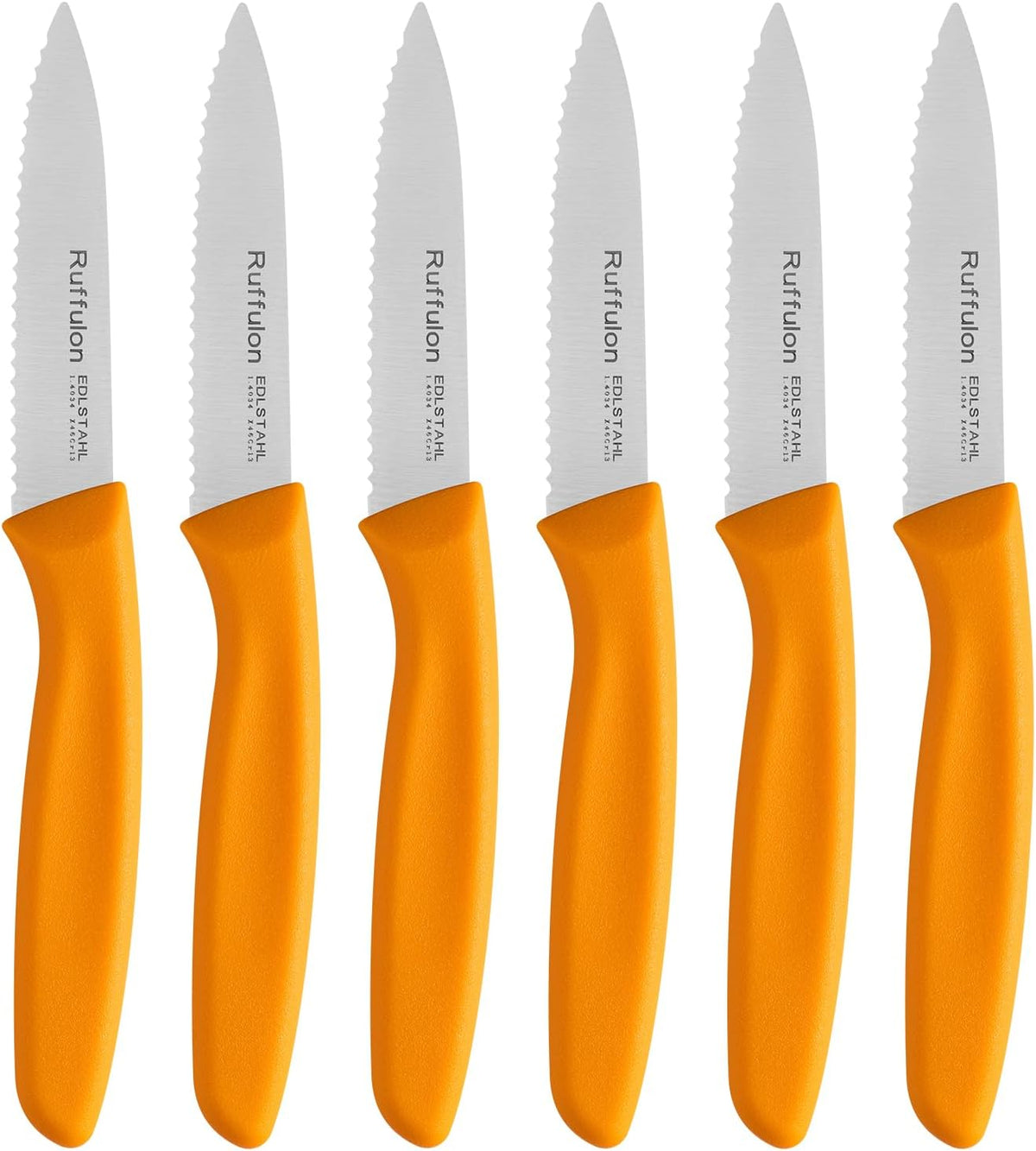 Stainless Steel Paring Knife With Serrated Blade, 6 Pieces Set Vegetable and Fruit Knife, Ultra Sharp Small Kitchen Knife, Black Paring Knives with PP Plastic Ergonomic Handle.