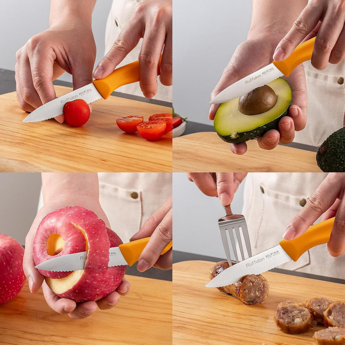 Stainless Steel Paring Knife With Serrated Blade, 6 Pieces Set Vegetable and Fruit Knife, Ultra Sharp Small Kitchen Knife, Black Paring Knives with PP Plastic Ergonomic Handle.