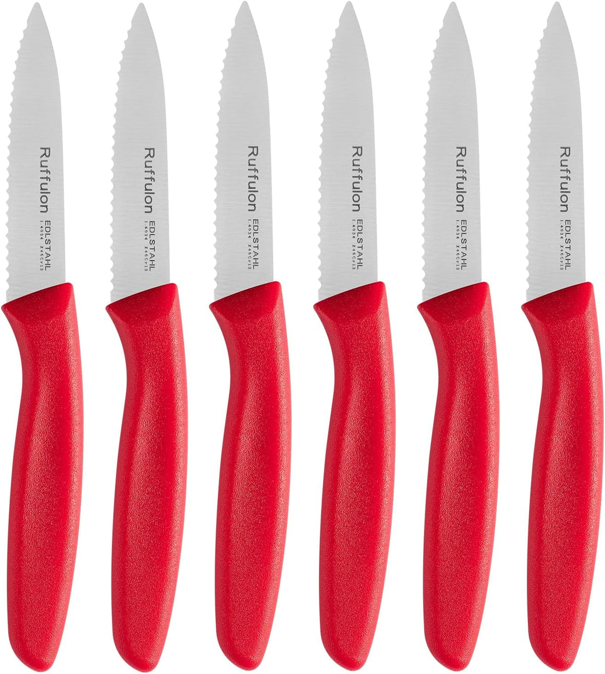 Stainless Steel Paring Knife With Serrated Blade, 6 Pieces Set Vegetable and Fruit Knife, Ultra Sharp Small Kitchen Knife, Black Paring Knives with PP Plastic Ergonomic Handle.