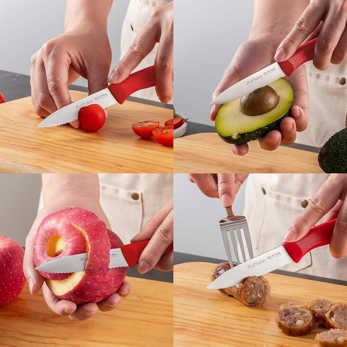 Stainless Steel Paring Knife With Serrated Blade, 6 Pieces Set Vegetable and Fruit Knife, Ultra Sharp Small Kitchen Knife, Black Paring Knives with PP Plastic Ergonomic Handle.