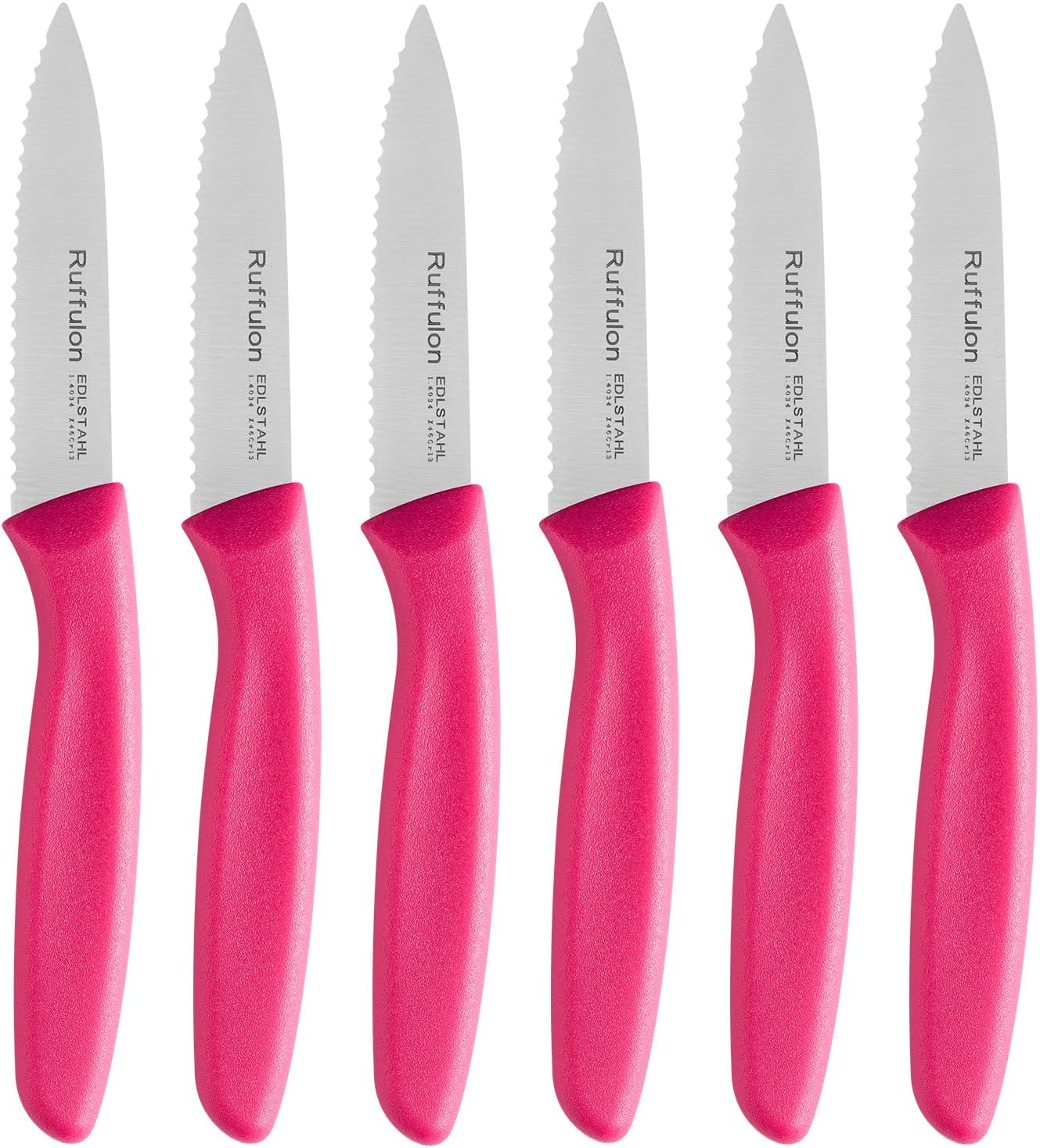 Stainless Steel Paring Knife With Serrated Blade, 6 Pieces Set Vegetable and Fruit Knife, Ultra Sharp Small Kitchen Knife, Black Paring Knives with PP Plastic Ergonomic Handle.