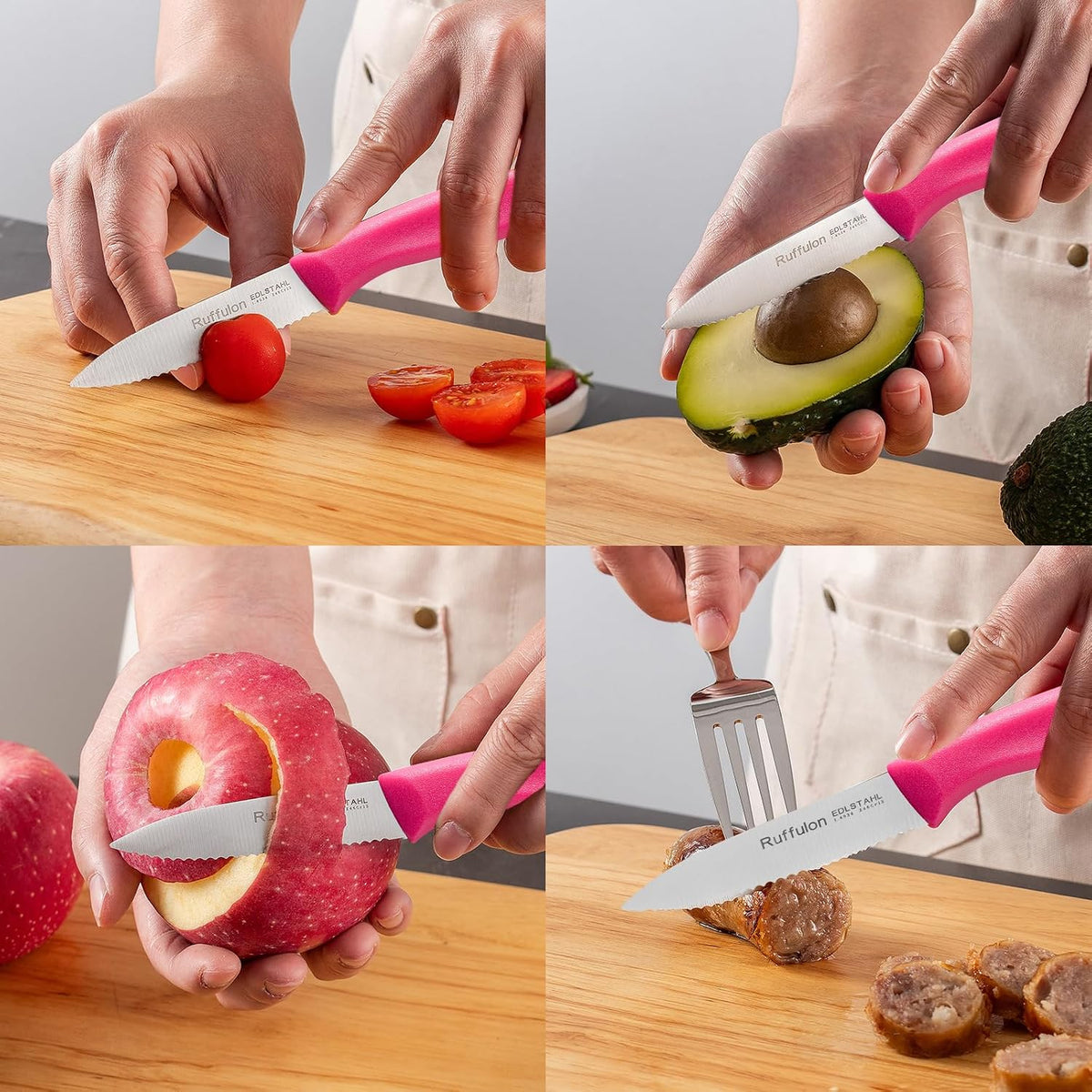 Stainless Steel Paring Knife With Serrated Blade, 6 Pieces Set Vegetable and Fruit Knife, Ultra Sharp Small Kitchen Knife, Black Paring Knives with PP Plastic Ergonomic Handle.