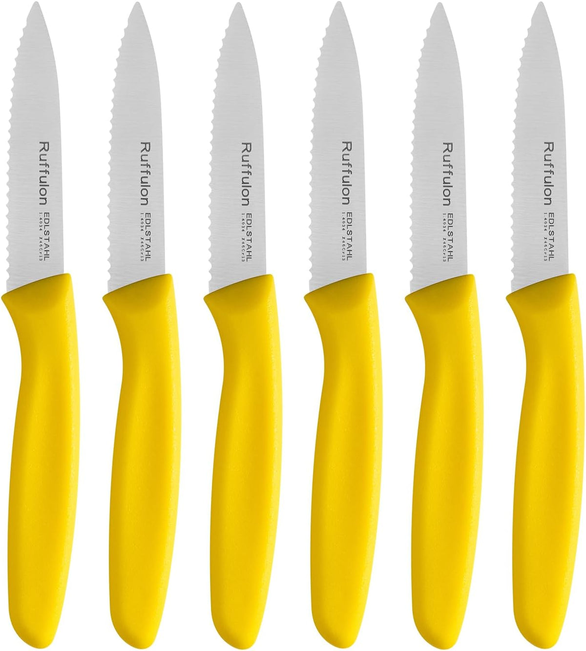 Stainless Steel Paring Knife With Serrated Blade, 6 Pieces Set Vegetable and Fruit Knife, Ultra Sharp Small Kitchen Knife, Black Paring Knives with PP Plastic Ergonomic Handle.