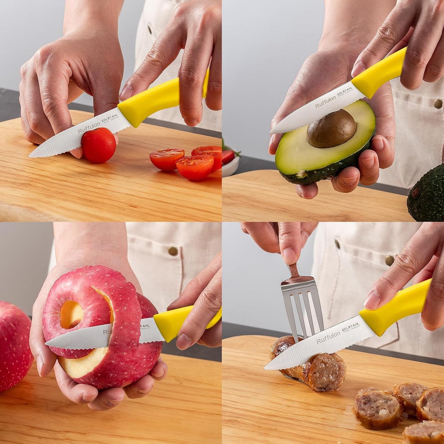 Stainless Steel Paring Knife With Serrated Blade, 6 Pieces Set Vegetable and Fruit Knife, Ultra Sharp Small Kitchen Knife, Black Paring Knives with PP Plastic Ergonomic Handle.