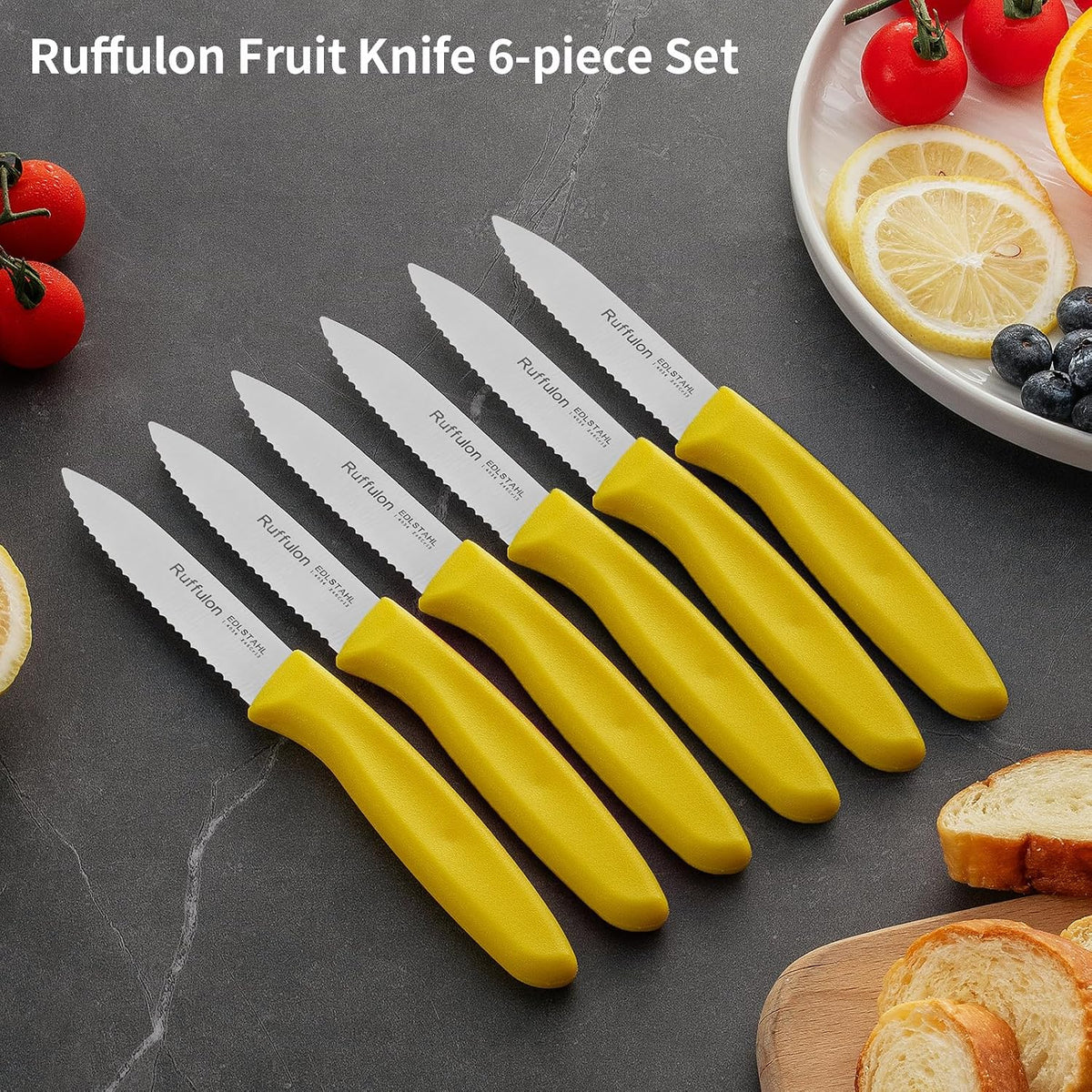 Stainless Steel Paring Knife With Serrated Blade, 6 Pieces Set Vegetable and Fruit Knife, Ultra Sharp Small Kitchen Knife, Black Paring Knives with PP Plastic Ergonomic Handle.