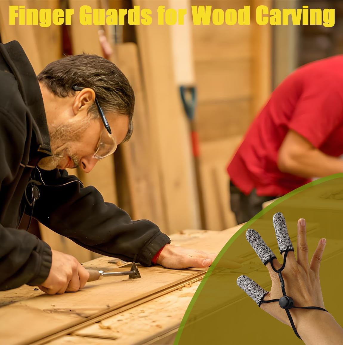 2 Set Thumb and Finger Guards for Wood Carving, Non-slip and Durable Finger Protectors for Handworking, Elastic Finger Sleeve for Man and Woman